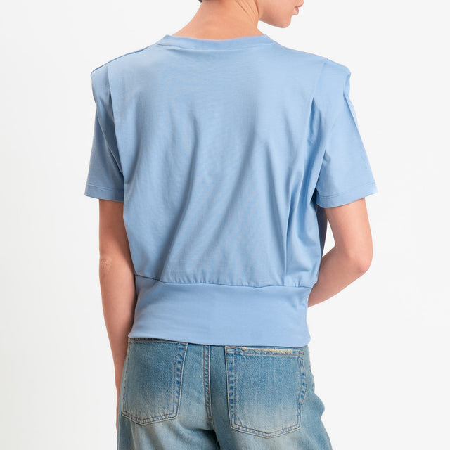 Dixie-T-shirt spalline con pinces - celeste