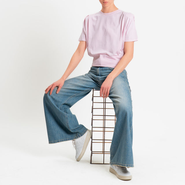 Dixie-T-shirt spalline con pinces - rosa