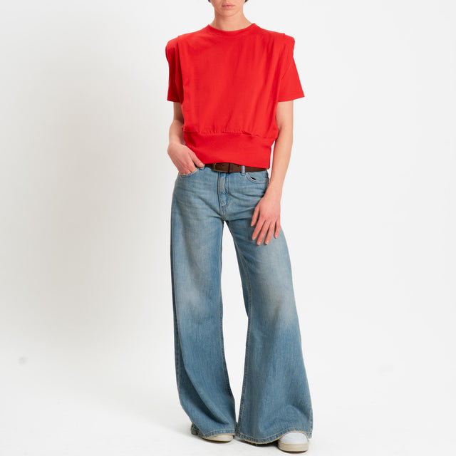 Dixie-T-shirt spalline con pinces - rosso