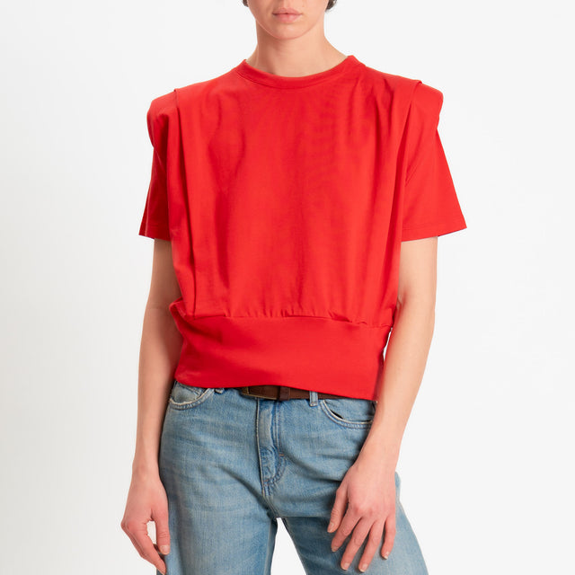 Dixie-T-shirt spalline con pinces - rosso