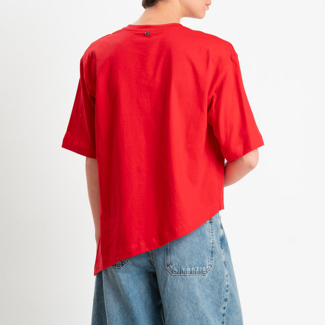 Dixie-T-shirt asimmetrica con spalline - rosso