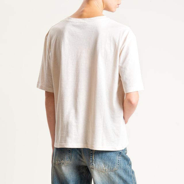 Dixie- T-shirt "ROCK AND ROLL" con applicazioni - burro