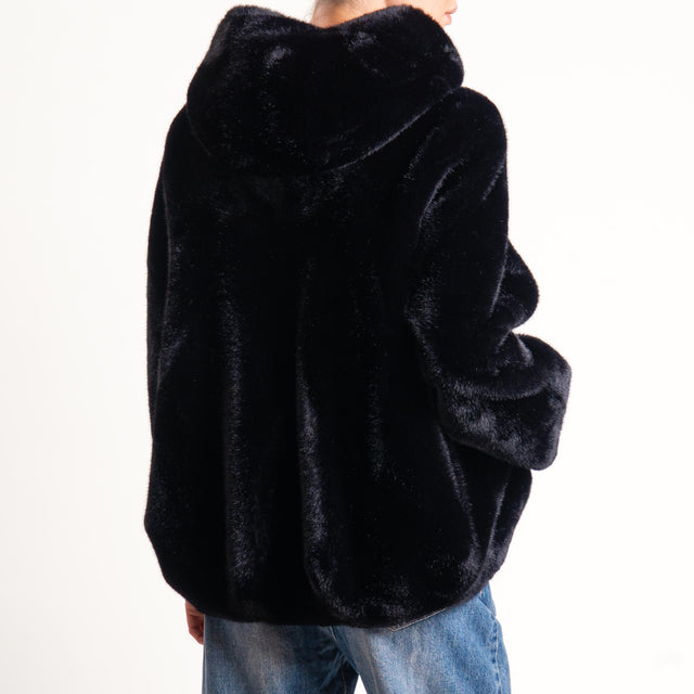 Dixie- Ecopelliccia con cappuccio - nero