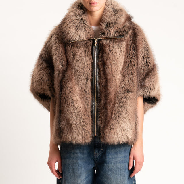 Dixie-Ecopelliccia con tasche - moro
