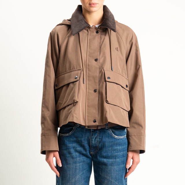 Dixie- Trench corto con cappuccio removibile - moro