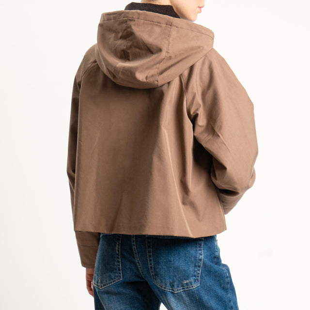 Dixie- Trench corto con cappuccio removibile - moro