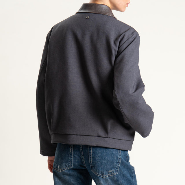 Dixie- Giacca bomber colletto similpelle - antracite/moro