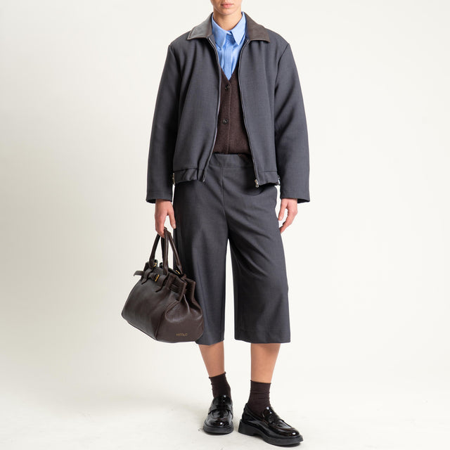 Dixie- Giacca bomber colletto similpelle - antracite/moro