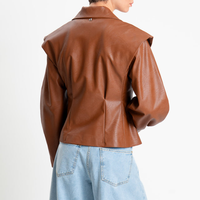 Dixie-Giacca similpelle manica ampia - tabacco