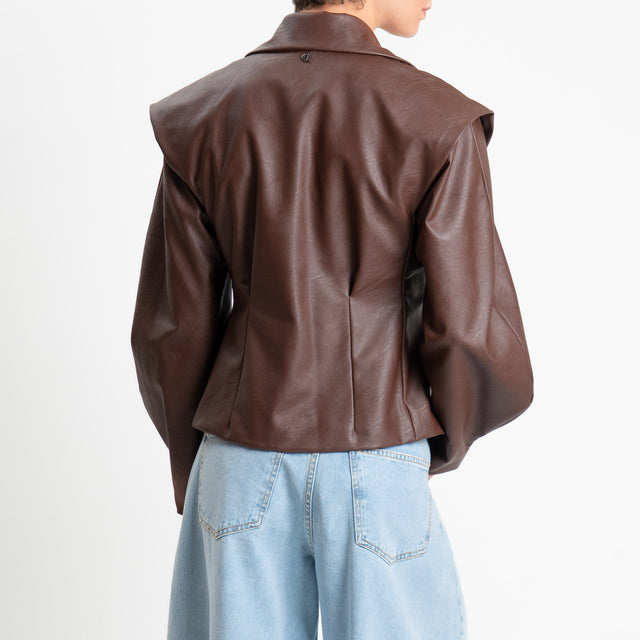 Dixie-Giacca similpelle manica ampia - moro