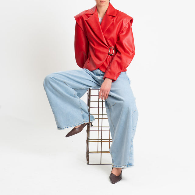 Dixie-Giacca similpelle manica ampia - rosso