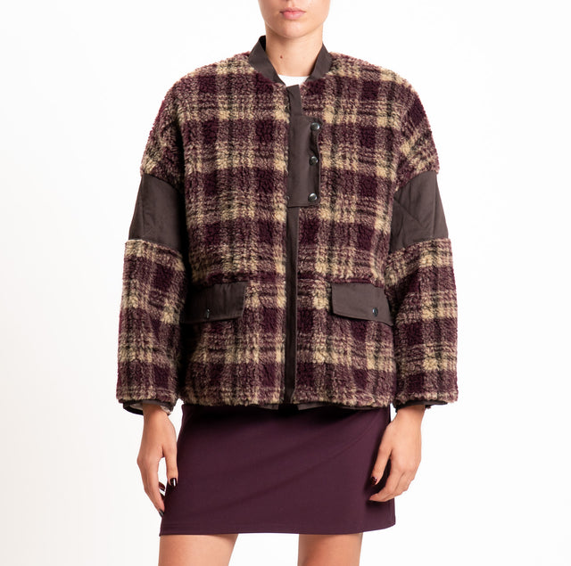 Dixie-Giacca teddy check - Bordeaux