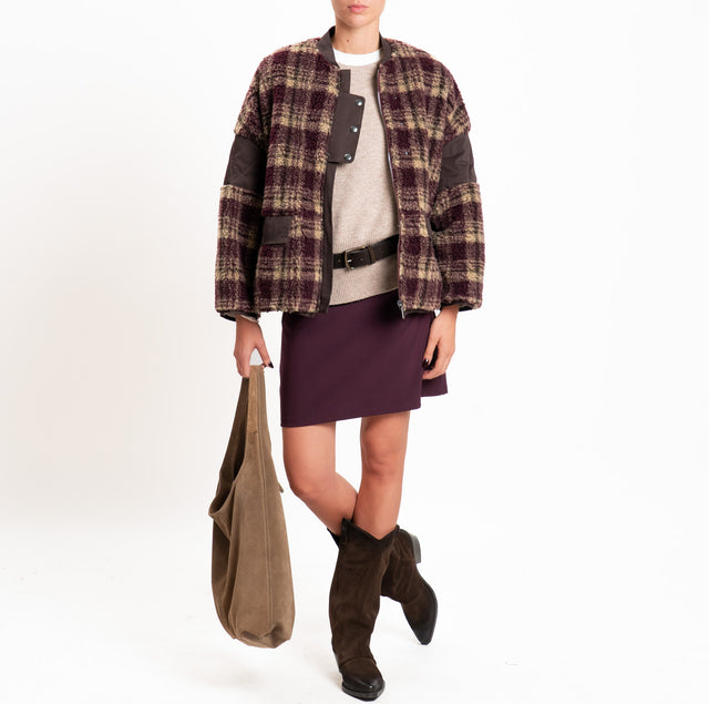 Dixie-Giacca teddy check - Bordeaux