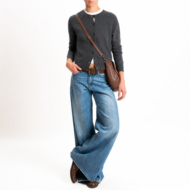 In-Cardigan tension 100% SOFT WOOL - anthracite