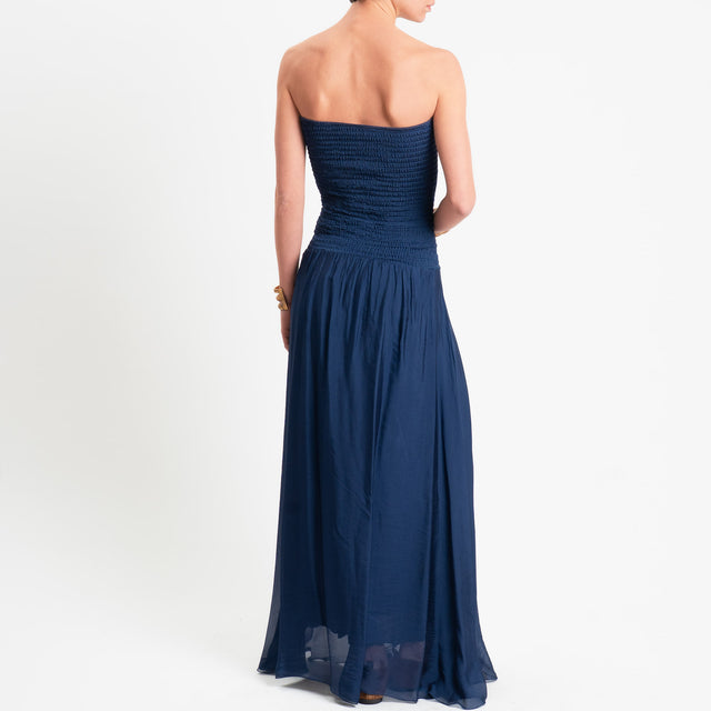 Haveone-Abito a fascia misto seta - blu