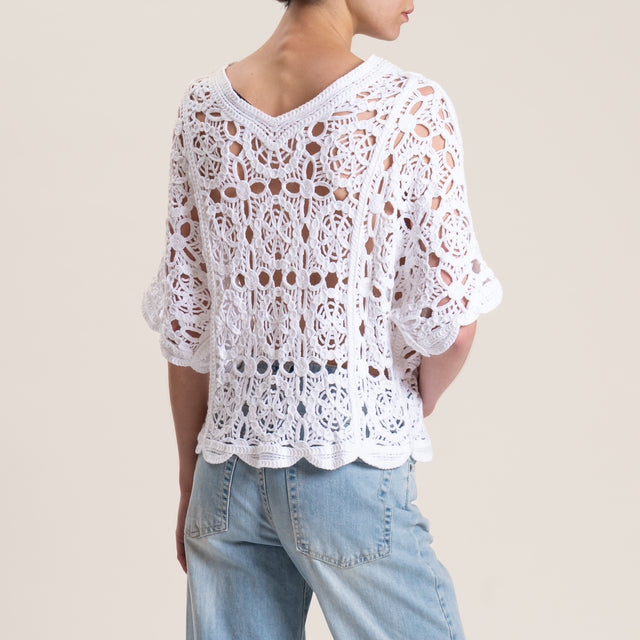 Haveone-Maglia crochet manica scesa - bianco