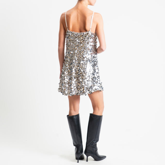 Haveone-Abito scollo v maxi paillettes - argento