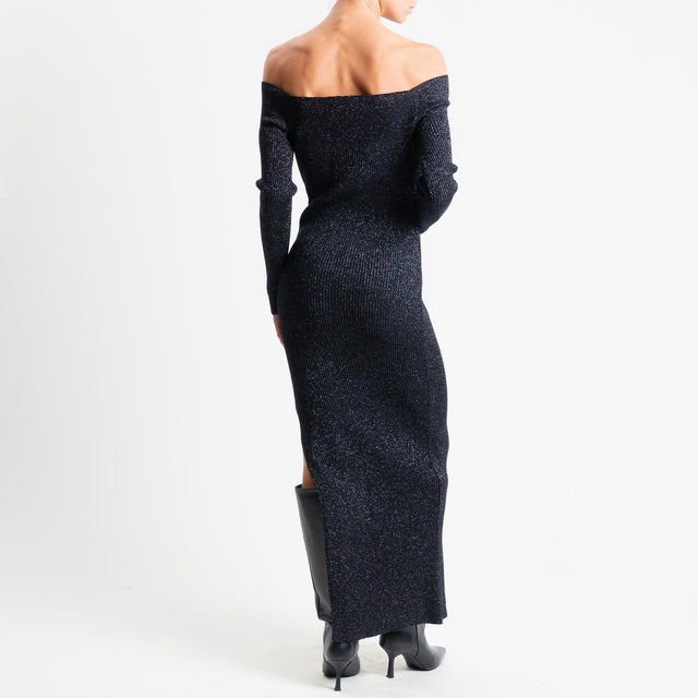 Haveone-Abito collo shiffer con lurex - nero