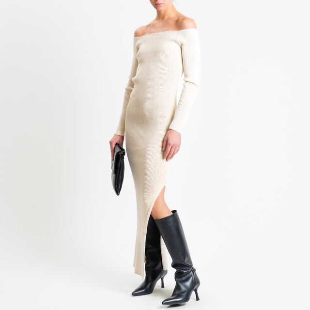 Haveone-Abito collo shiffer con lurex - panna