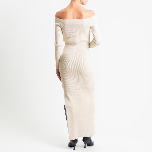 Haveone-Abito collo shiffer con lurex - panna