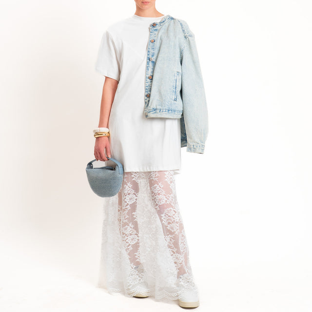 Haveone-Abito in pizzo +T-shirt - bianco