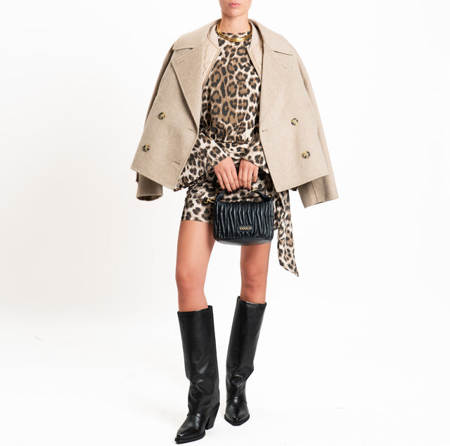 Haveone-Abito in jersey animalier nodo laterale - burro/moro/nero