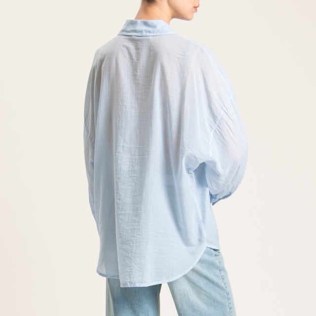 Haveone-Camicia mussola con tasca - cielo