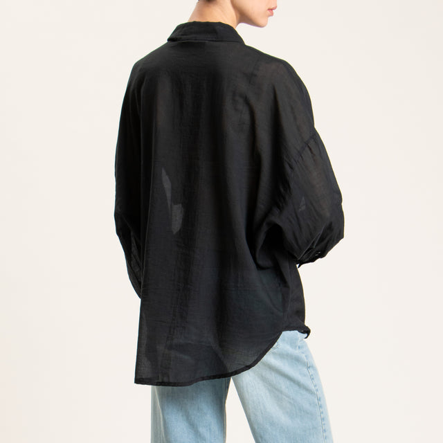 Haveone-Camicia mussola con tasca - Nero