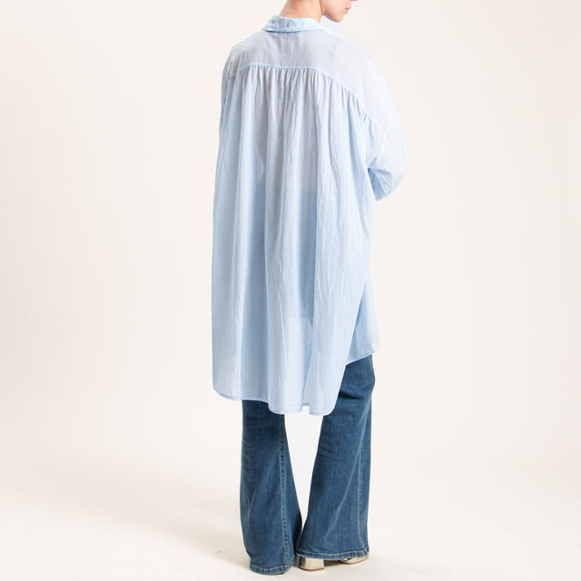 Haveone-Camicia mussola oversize - cielo