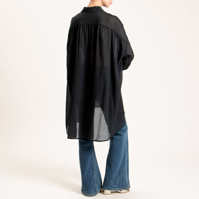 Haveone-Camicia mussola oversize - nero
