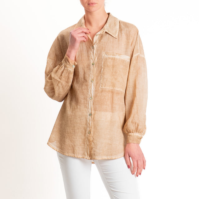 Haveone-Camicia mussola tie dye - nocciola