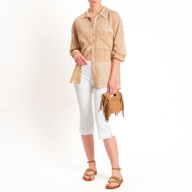 Haveone-Camicia mussola tie dye - nocciola