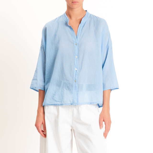 Haveone-Camicia mussola collo coreana - azzurro