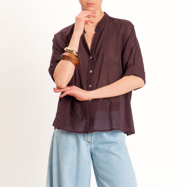 Haveone-Camicia mussola collo coreana - burgundy