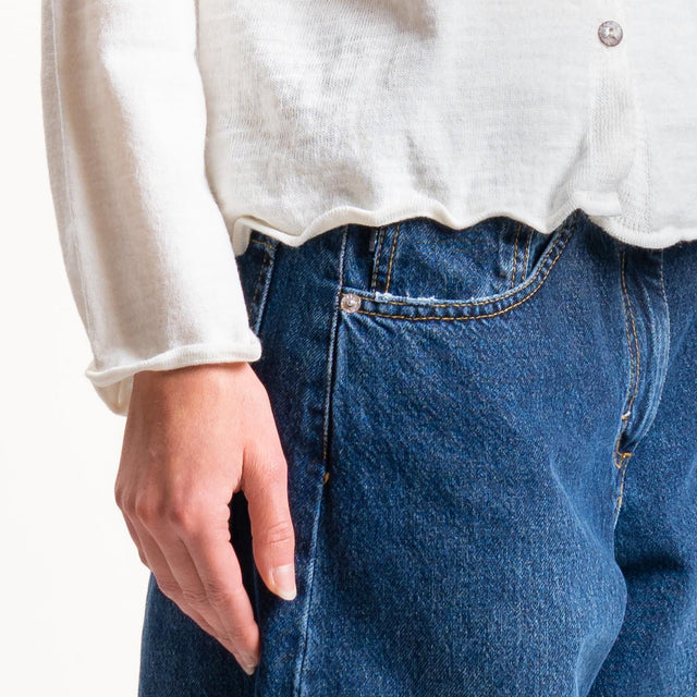 Haveone-Polo in maglia con spalline - burro