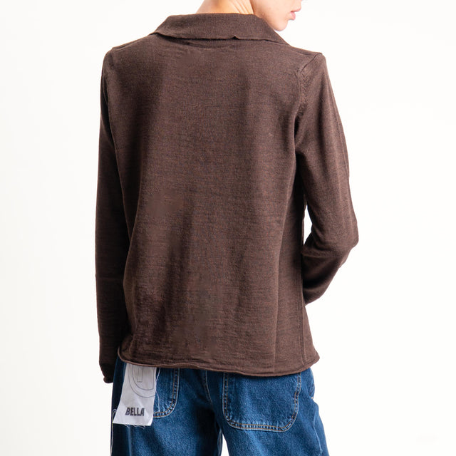 Haveone-Polo in maglia con spalline - moro