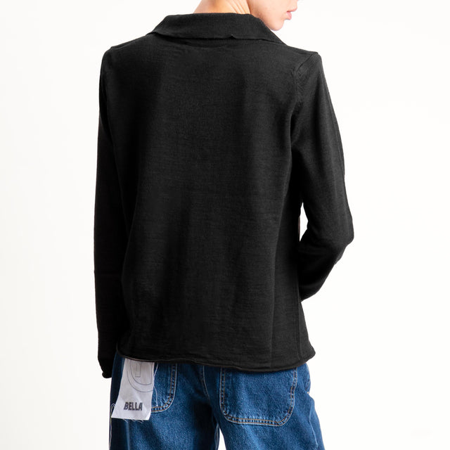 Haveone-Polo in maglia con spalline - nero