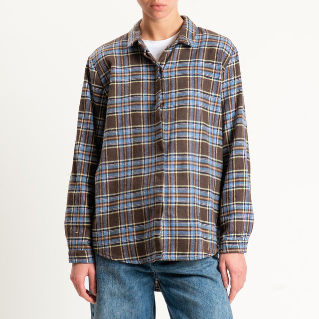 Haveone-Camicia check in flanella - moro/celeste