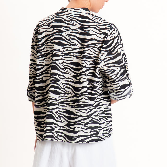 Haveone-Camicia fantasia zebrata - burro/nero
