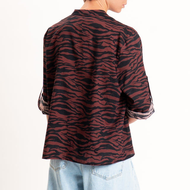 Haveone-Camicia fantasia zebrata - vino/nero