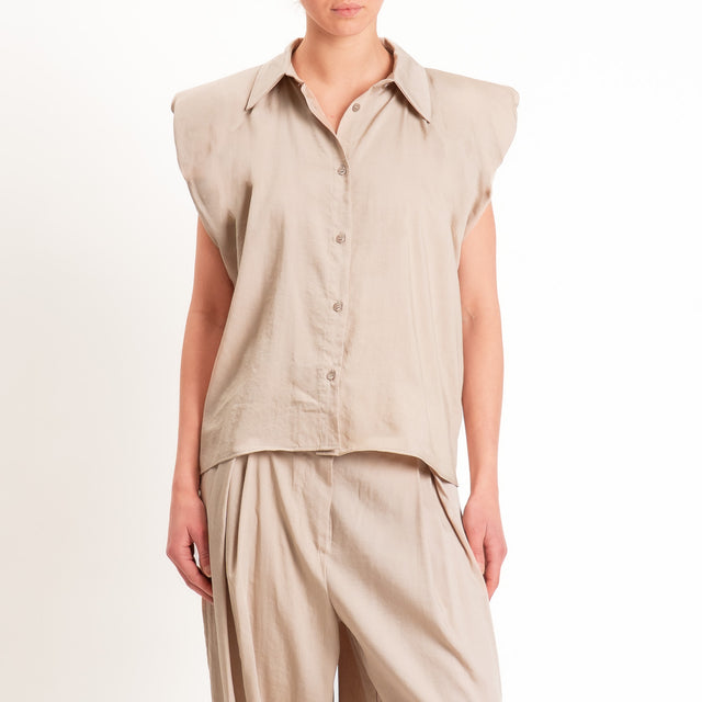 Haveone-Camicia smanicata con spalline - beige
