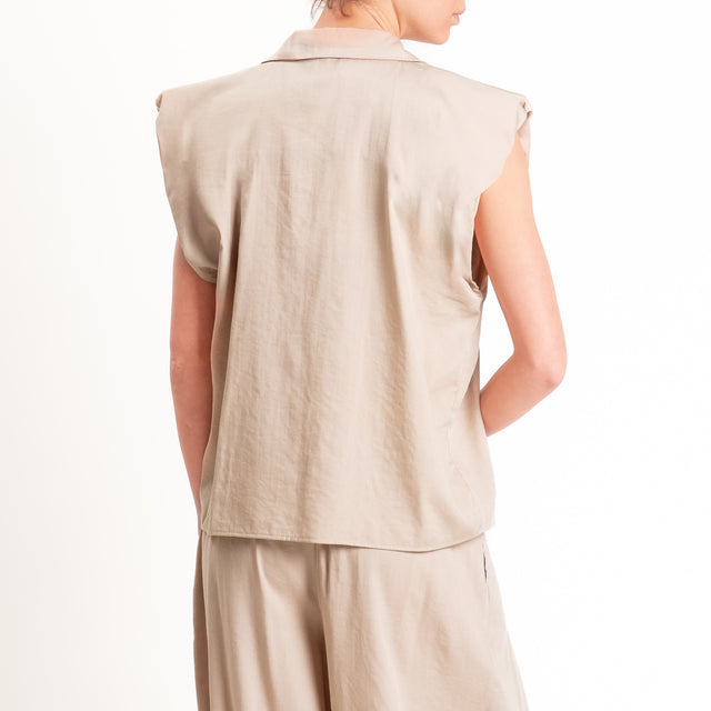 Haveone-Camicia smanicata con spalline - beige
