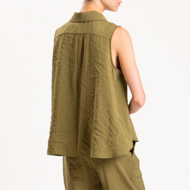 Haveone-Camicia smanicata tessuto modal fibra naturale - militare