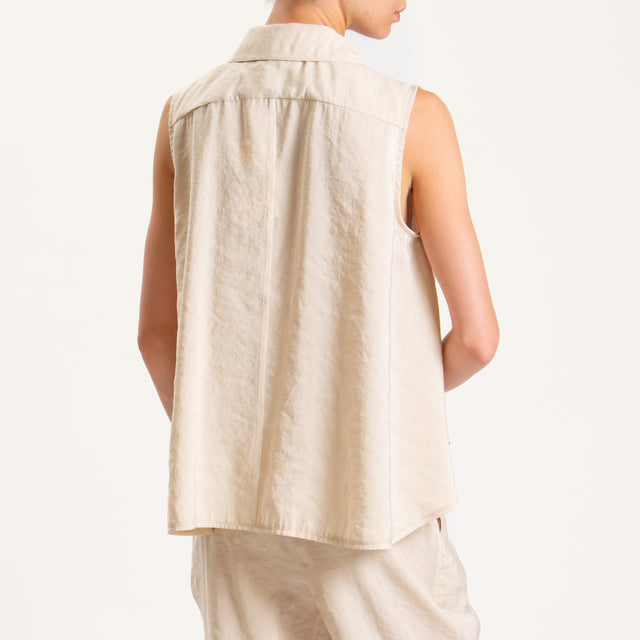Haveone-Camicia smanicata tessuto modal fibra naturale - beige