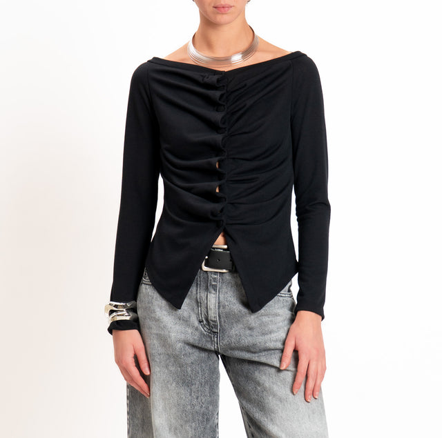 Haveone-Camicia shiffer in maglia - nero