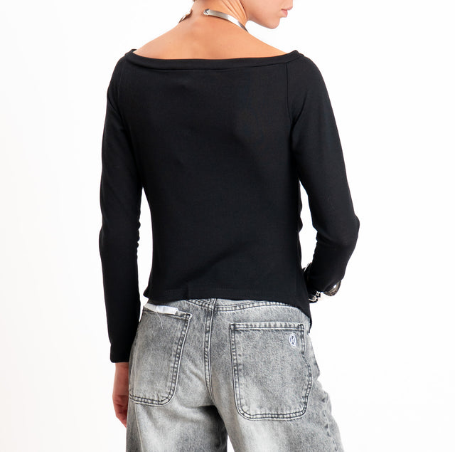 Haveone-Camicia shiffer in maglia - nero