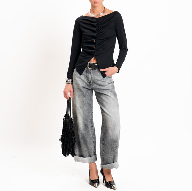 Haveone-Camicia shiffer in maglia - nero