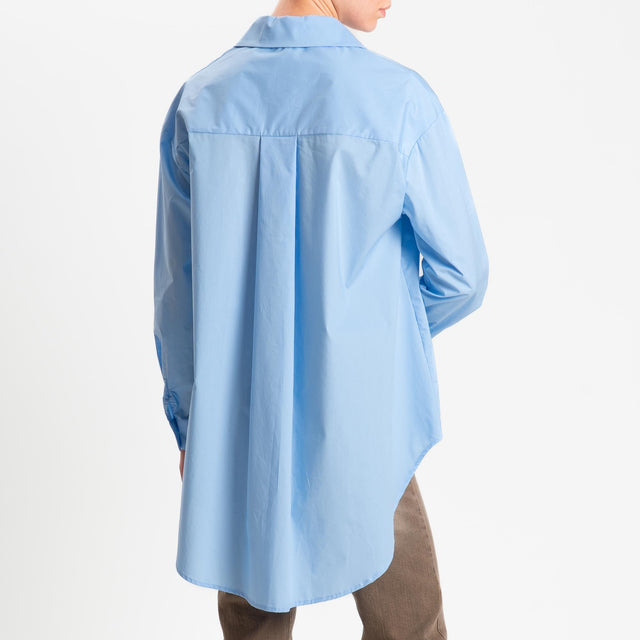Haveone-Camicia oversize asimmetrica - celeste