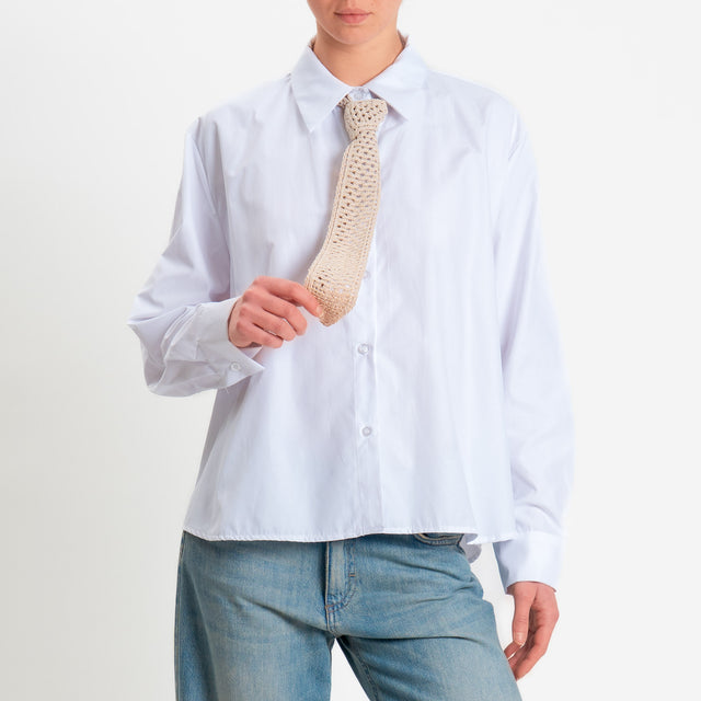 Haveone-Camicia con cravatta crochet - bianco/sabbia