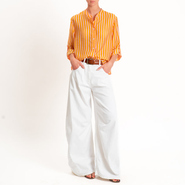 Haveone-Camicia mussola di lyocell a righe - arancio/rosa
